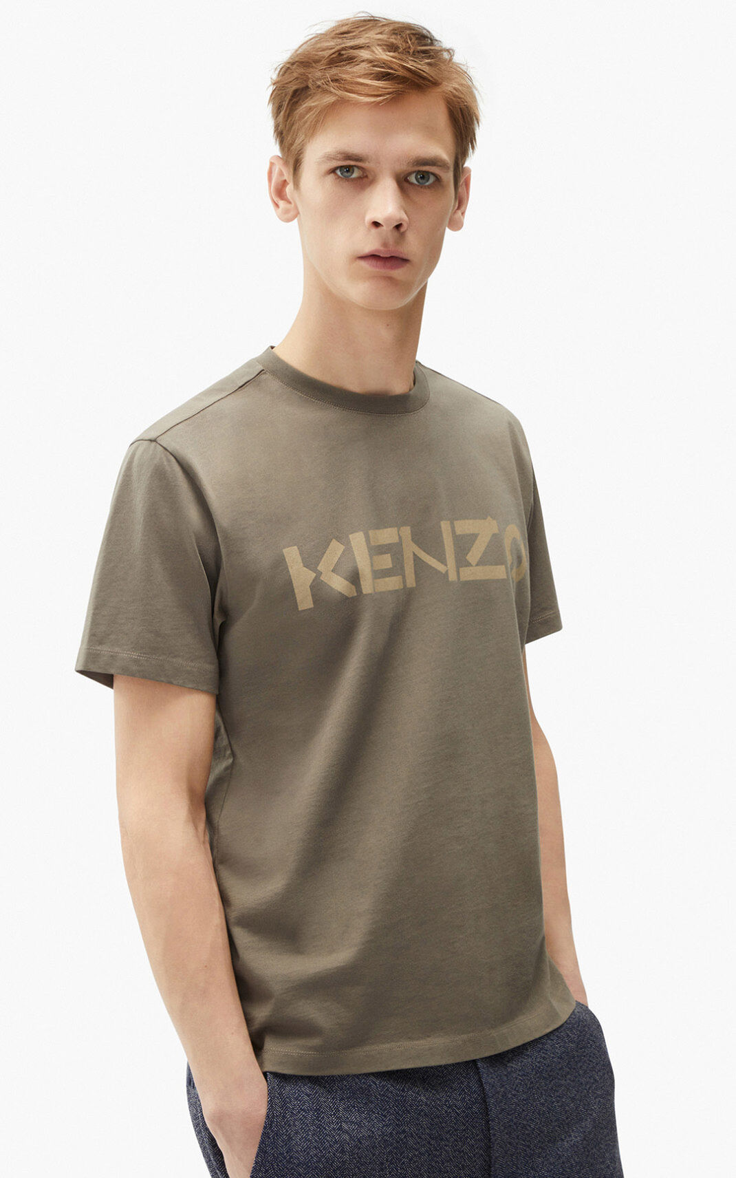 Kenzo Logo Camisetas Hombre Gris Claro | 0924765-KV